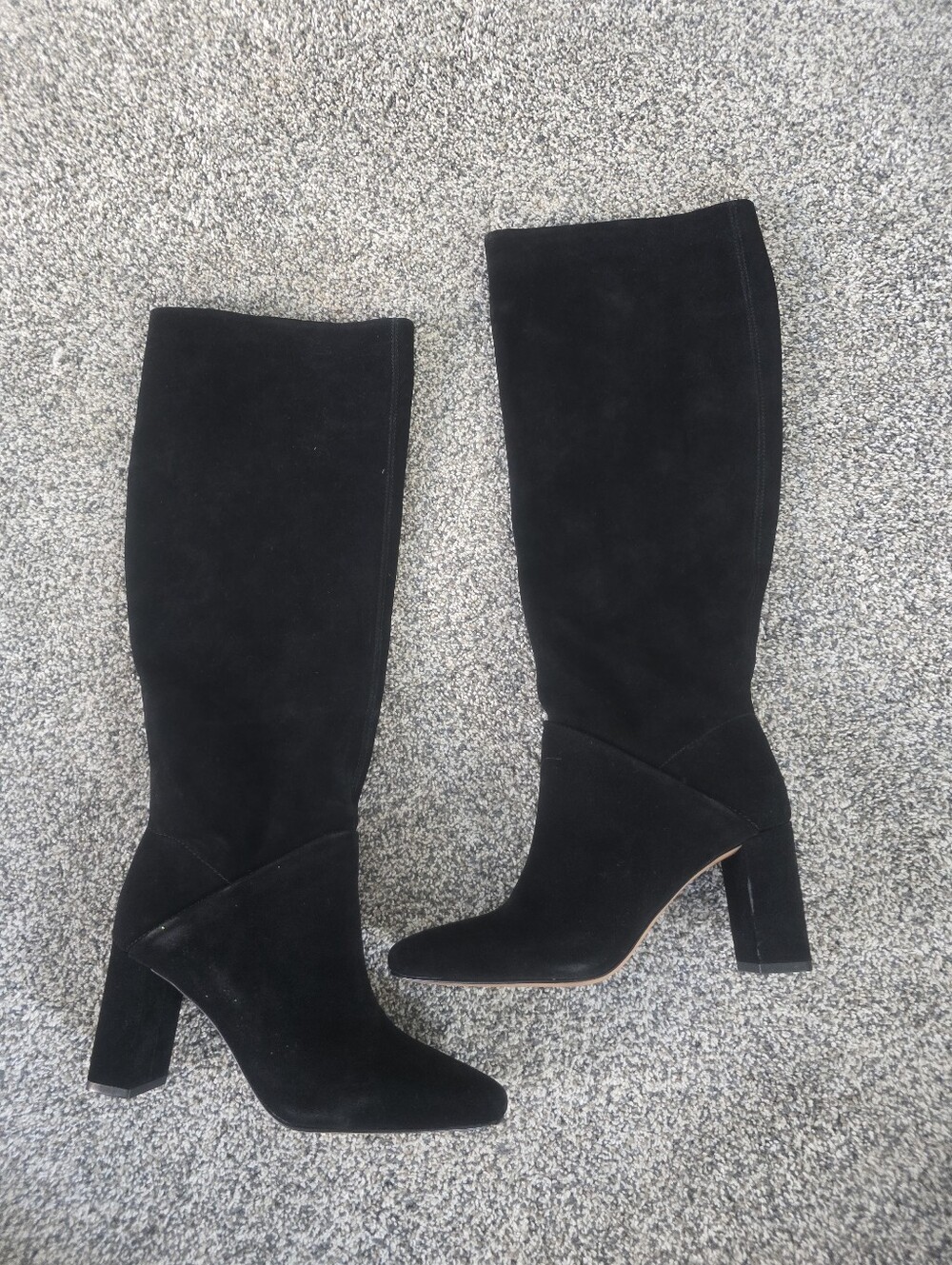 Banana Republic Black Suede Chunky Block Heel Knee High Boots 6.5